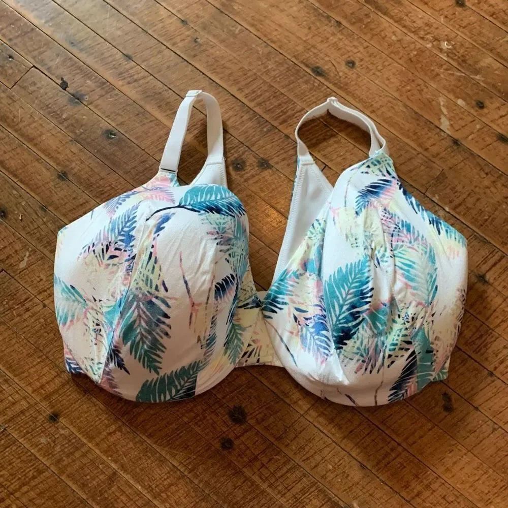 Cacique 40G multicolored feather lightly lined full coverage bra